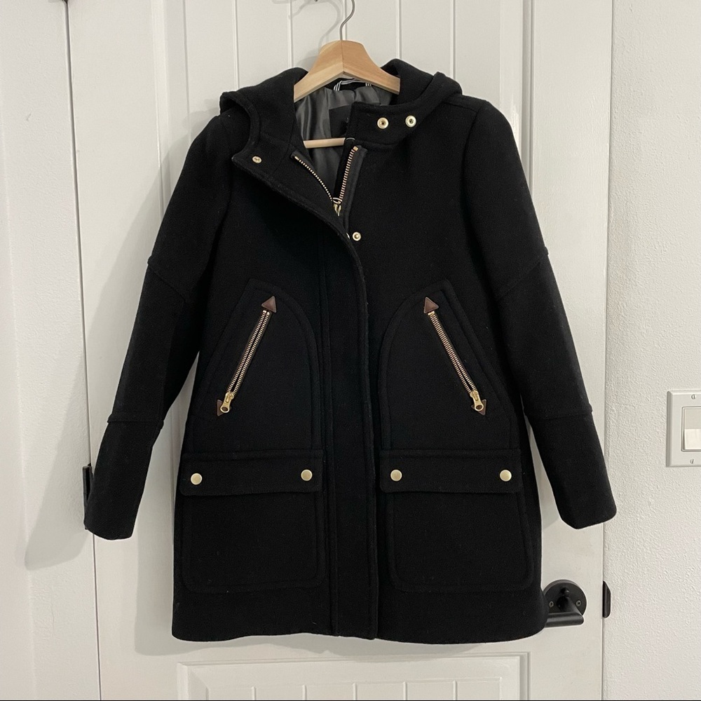 J. Crew Italian Wool Black Coat
